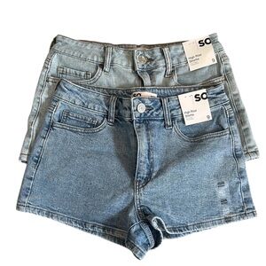 TWO Pairs SO High Rise Shortie Denim Shorts